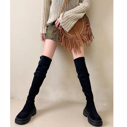 【SSBLシリーズ】ヒール7CM ハイブーツ 3色展開 サイズ35-40 着痩せ ブラック コーヒー色 カーキブラウン レディース