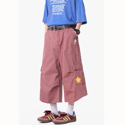 【KADISHOUシリーズ】カジュアルムパンツ 七分丈 ボトムス 男女兼用 メンズ 花柄 5色展開