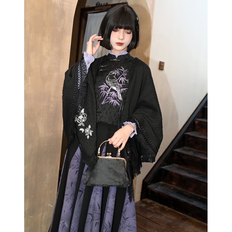 古怪舍---鸞鳴赴夢シリーズ】チャイナ風刺繍マント 中華服