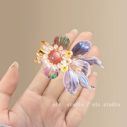 【LUOXIシリーズ】チャイナ風ヘアピン ペア2個 レディース 金魚 デザイン 彩り 可愛い デート プレゼント