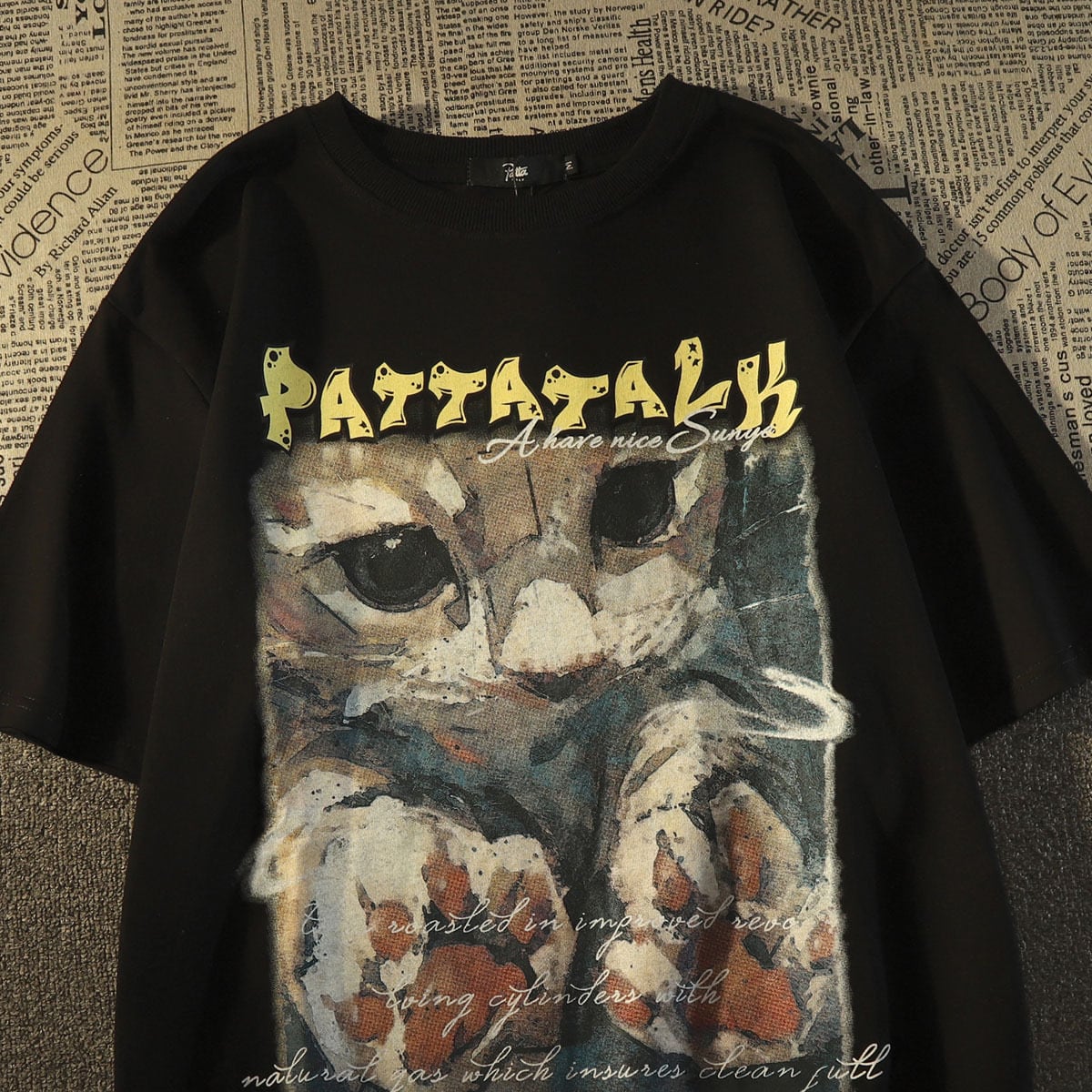 【SCSシリーズ】★Tシャツ★ 2色展開 半袖 男女兼用 大きいサイズ コットン 猫柄