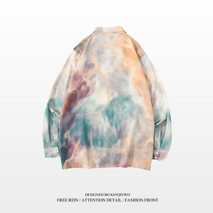 【XIAOGUWANシリーズ】✿レトロスタイルの花柄入り落書きプリント長袖シャツ★ 大人気トップス★ S M L XL 2XL ChinChic