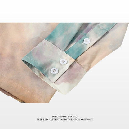 【XIAOGUWANシリーズ】✿レトロスタイルの花柄入り落書きプリント長袖シャツ★ 大人気トップス★ S M L XL 2XL ChinChic
