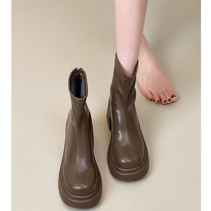 【SSBLシリーズ】ヒール6CM ハイブーツ 2色展開 サイズ35-39 着痩せ おしゃれ ブラック コーヒー色 レトロ レディースブーツ
