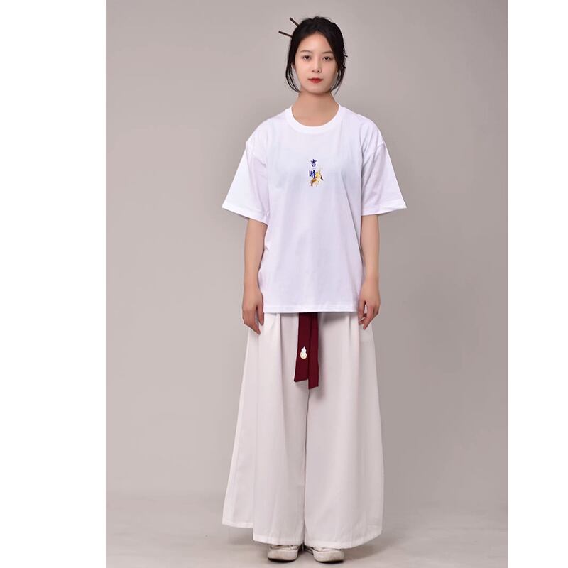 【無夢記シリーズ】★チャイナ風TシャツOR短パン★ 半袖Tシャツ 文字柄 3COLOR 男女兼用 メンズ 大きいサイズ