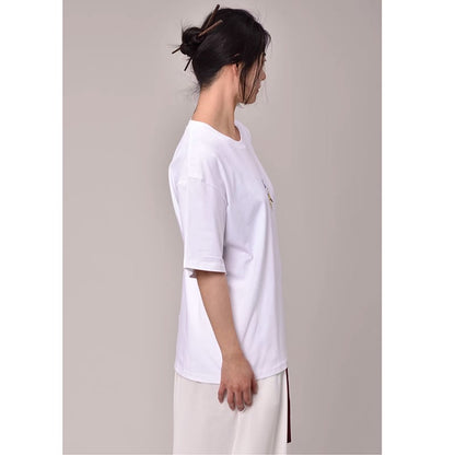 【無夢記シリーズ】★チャイナ風TシャツOR短パン★ 半袖Tシャツ 文字柄 3COLOR 男女兼用 メンズ 大きいサイズ