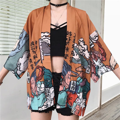 【港味名品シリーズ】カーディガン 2カラー 原宿風 男女兼用 メンズ レディース アウター ゆったり 黒 イエロー カップル服