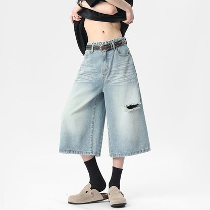 【KADISHOUシリーズ】カジュアルパンツ 七分丈 デニムパンツ ズボン ボトムス 男女兼用 メンズ レディース ブルー ブラック