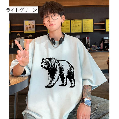 【PPGシリーズ】Tシャツ 半袖 男女兼用 メンズ レディース 大きいサイズ カートゥーン 熊 5色展開 スエード素材 トップス