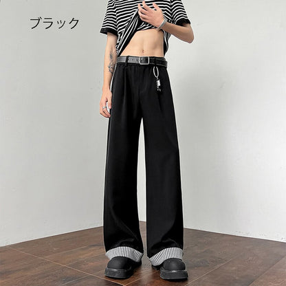 【KADISHOUシリーズ】カジュアルパンツ ズボン ボトムス 男女兼用 メンズ 縦縞 縞模様 3色 黒 灰