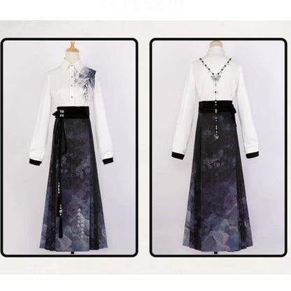 【塵煙雲夢---畫影シリーズ】チャイナ風シャツ トップス 中華服 長袖シャツ 普段着 水墨柄 可愛い おしゃれ