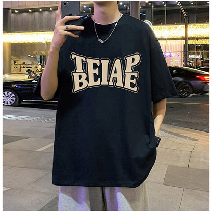 【FIZZEシリーズ】Tシャツ 6色 トップス 半袖 男女兼用 大きいサイズ コットン アルファベット 黒 白 赤 灰 黄