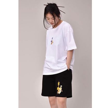 【無夢記シリーズ】★チャイナ風TシャツOR短パン★ 半袖Tシャツ 文字柄 3COLOR 男女兼用 メンズ 大きいサイズ