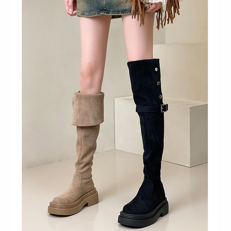 【SSBLシリーズ】ヒール7CM ハイブーツ 3色展開 サイズ35-40 着痩せ ブラック コーヒー色 カーキブラウン レディース