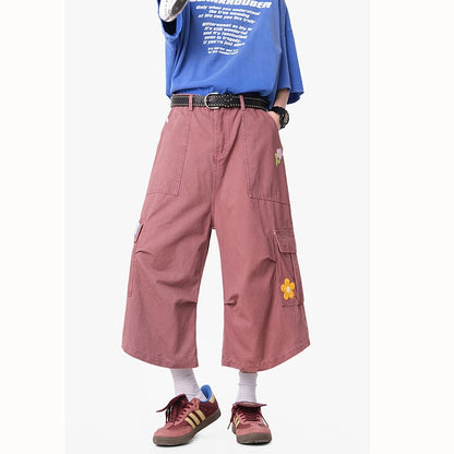 【KADISHOUシリーズ】カジュアルムパンツ 七分丈 ボトムス 男女兼用 メンズ 花柄 5色展開