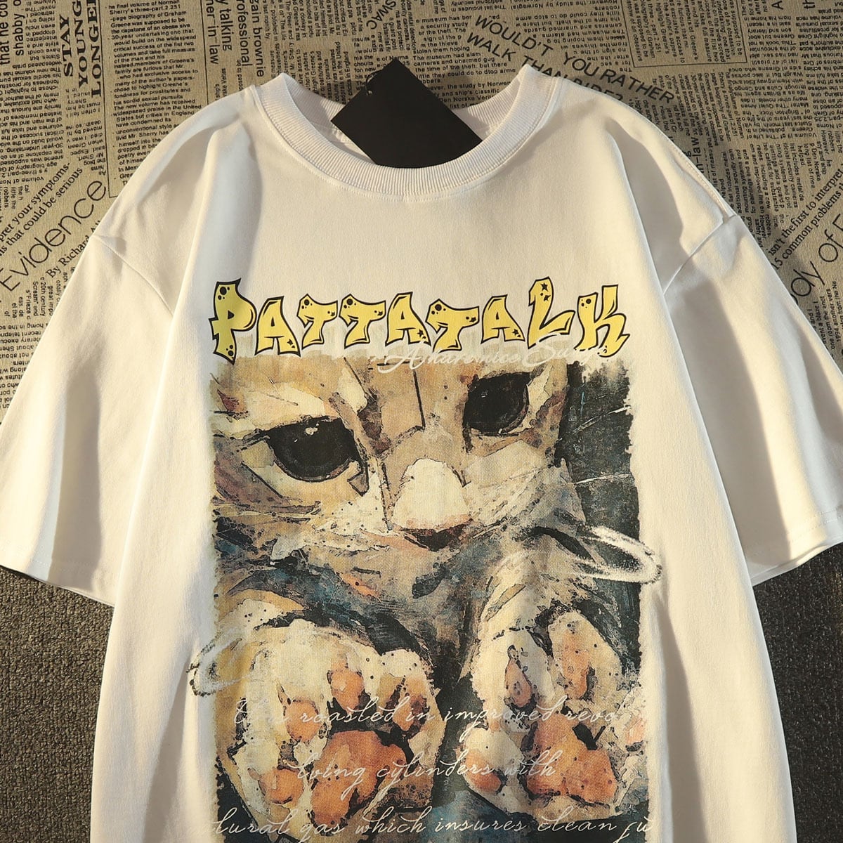 【SCSシリーズ】★Tシャツ★ 2色展開 半袖 男女兼用 大きいサイズ コットン 猫柄