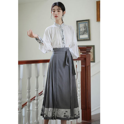 【WUJIAシリーズ】チャイナ風長袖シャツ トップス 漢元素 夏服 気質アップ S M L 切り替え