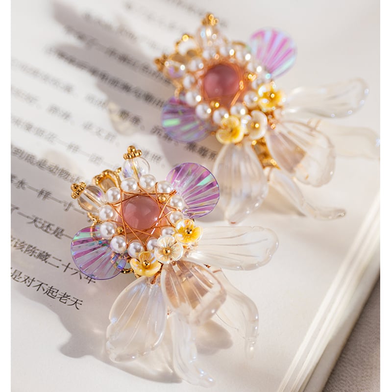 【LUOXIシリーズ】チャイナ風ヘアピン ペア2個 レディース 金魚 デザイン 彩り 可愛い デート プレゼント