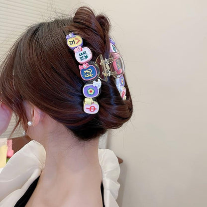 【DREJEWシリーズ】★髪飾り★ ヘアクリップ レディース アクセサリー 彩 可愛い 文字柄 デート 通勤 通学 流行 トレンド おしゃれ - ChinChic