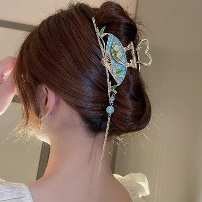 【DREJEWシリーズ】★チャイナ風髪飾り★ 2COLOR ヘアクリップ レディース アクセサリー 扇子 フリンジ 可愛い まとめ髪 女性 プレゼント - ChinChic