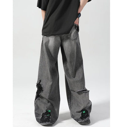 【GZXXシリーズ】デニムパンツ レディース メンズ ボトムス ダメージ加工 黒灰色 おしゃれ