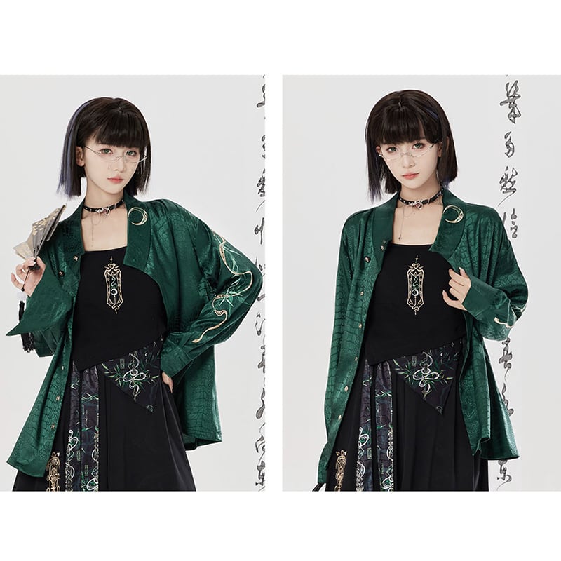 【卿棠---幽篁玉京シリーズ】チャイナ風キャミソール 刺繍入り レディース セクシー ブラック トップス
