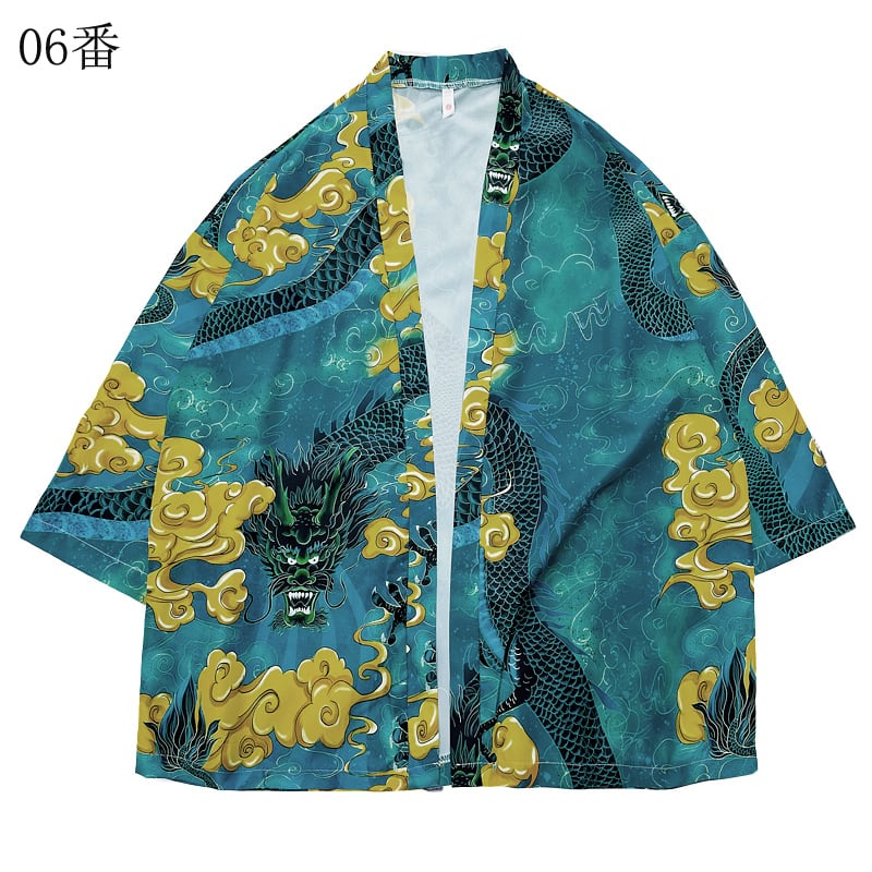 【無夢記シリーズ】チャイナ風アウター 法被 はっぴ 鯉 ゆったり カップル服 メンズ 男女兼用 服装