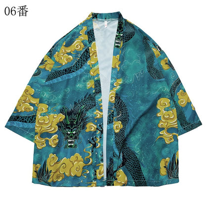 【無夢記シリーズ】チャイナ風アウター 法被 はっぴ 鯉 ゆったり カップル服 メンズ 男女兼用 服装