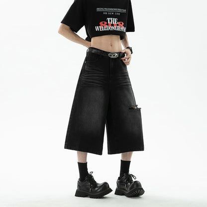 【KADISHOUシリーズ】カジュアルパンツ 七分丈 デニムパンツ ズボン ボトムス 男女兼用 メンズ レディース ブルー ブラック