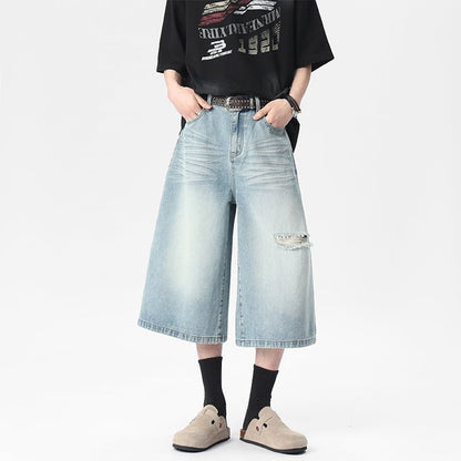 【KADISHOUシリーズ】カジュアルパンツ 七分丈 デニムパンツ ズボン ボトムス 男女兼用 メンズ レディース ブルー ブラック