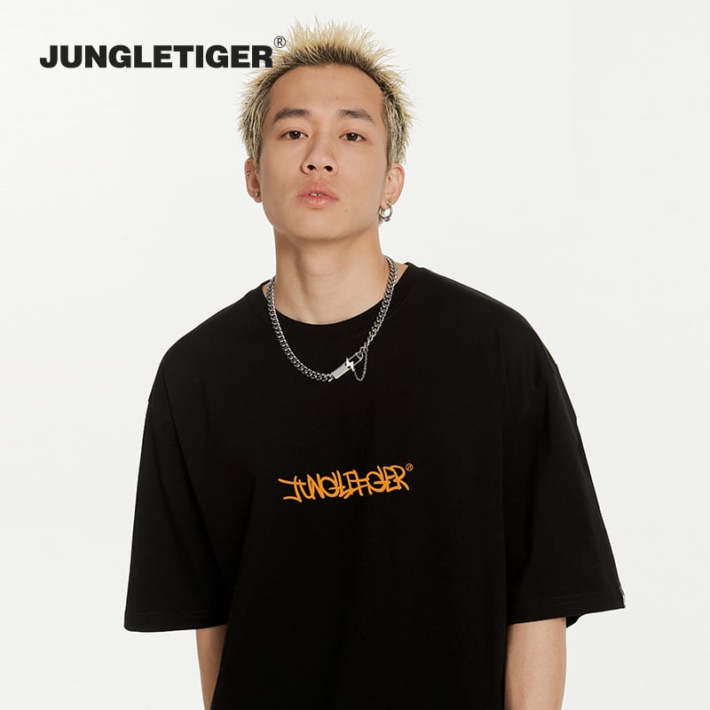 【JUNGLETIGERシリーズ】5色 半袖 Tシャツ 男女兼用 向日葵 コットン トップス 黒 白 灰 青