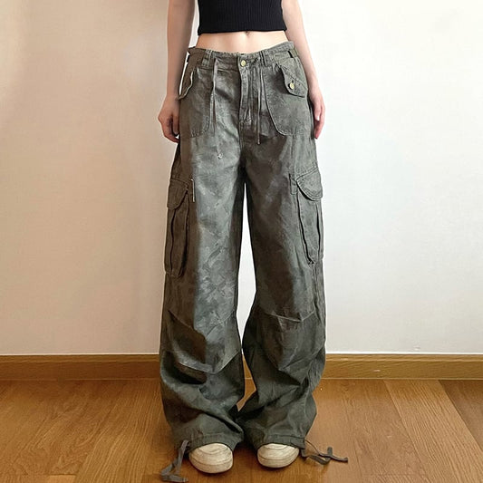 【WEEKEEPシリーズ】カジュアルパンツ レディース レトロ 迷彩柄 ワークパンツ カーゴパンツ  ズボン ボトムス