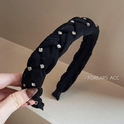 【FOREARSシリーズ】★カチューシャ★ 髪飾り レディースアクセサリー セーム革絨 シンプル ブラック 黒い - ChinChic