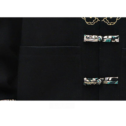 【GUOCHAOシリーズ】★チャイナ風セットアップ★ 5COLOR 改良唐装 刺繍 アウター+ズボン 男女兼用 メンズ 大きいサイズ - ChinChic