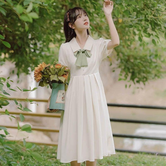 【HANXUANWEIシリーズ】★ワンピース★ レディースファッション 夏服 リボン付き デート 通勤 気質アップ - ChinChic