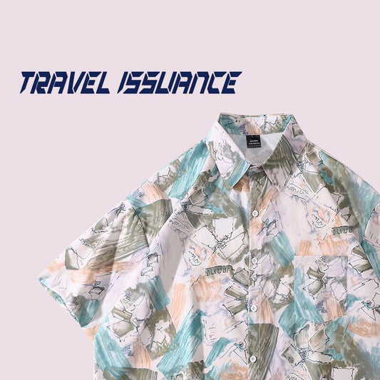 【HTTAOSUPシリーズ】★シャツ★ トップス 半袖シャツ 男女兼用 メンズ S M L XL ゆったり アロハシャツ 個性的 - ChinChic
