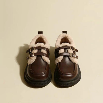 【LONGLINGシリーズ】★お靴★ 3COLOR ヒール4CM サイズ35-40 シューズ 冬用 ブラウン ブラック ベージュ - ChinChic