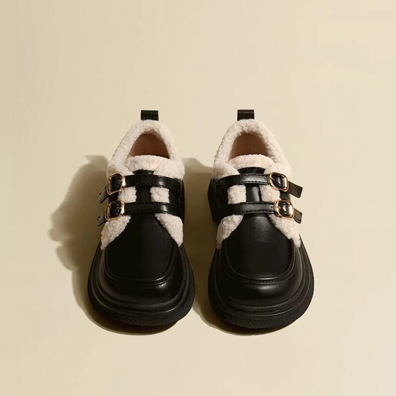 【LONGLINGシリーズ】★お靴★ 3COLOR ヒール4CM サイズ35-40 シューズ 冬用 ブラウン ブラック ベージュ - ChinChic