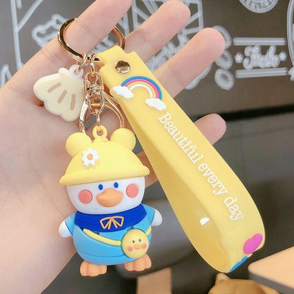 【MEIMEIシリーズ】★キーホルダー★ 3COLOR 青OR黄ORオレンジ 帽子をかぶるダック 飾り物 小物 可愛い 彩 - ChinChic