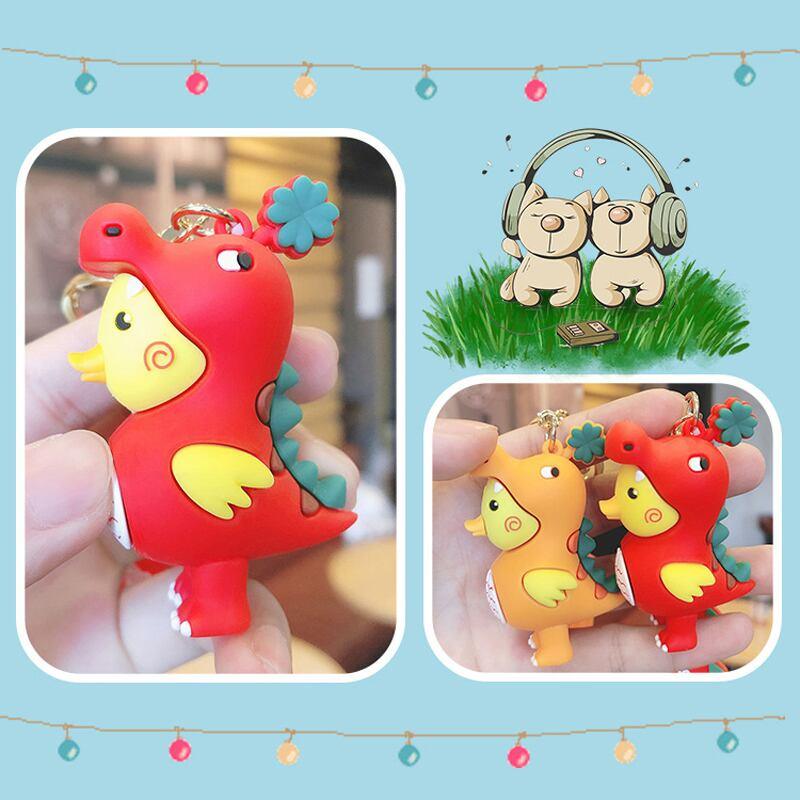【MEIMEIシリーズ】★キーホルダー★ 3COLOR オレンジORピンクOR赤 恐竜に変身するダック 超可愛い - ChinChic