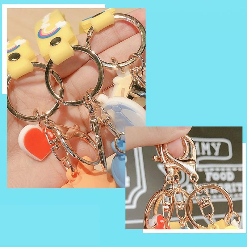 【MEIMEIシリーズ】★キーホルダー★ 3COLOR 青OR黄ORオレンジ 帽子をかぶるダック 飾り物 小物 可愛い 彩 - ChinChic