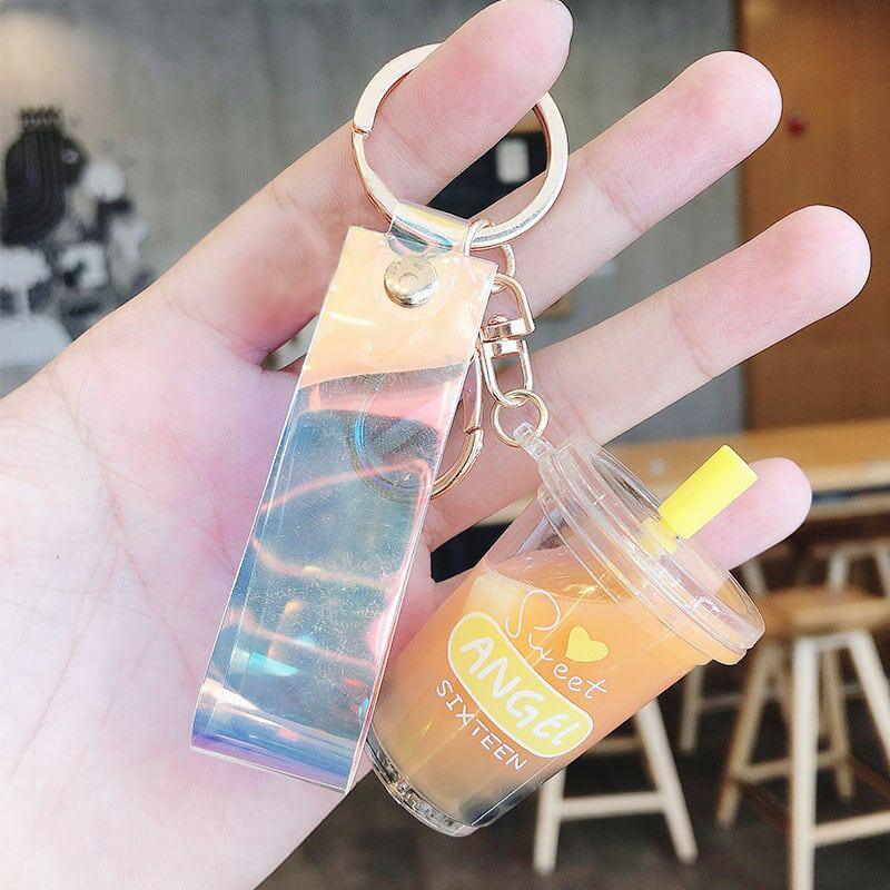 【MEIMEIシリーズ】★キーホルダー★ 4COLOR オレンジORピンクORベージュOR青 タピオカ ミルクティー - ChinChic