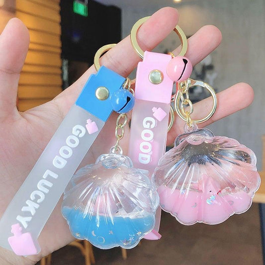 【MEIMEIシリーズ】★キーホルダー★ 4COLOR 青ORピンクOR紫OR黄 貝殻 かいがら さかな 魚 小物 カップル - ChinChic