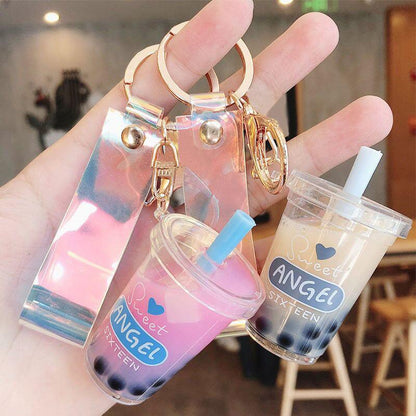 【MEIMEIシリーズ】★キーホルダー★ 4COLOR オレンジORピンクORベージュOR青 タピオカ ミルクティー - ChinChic