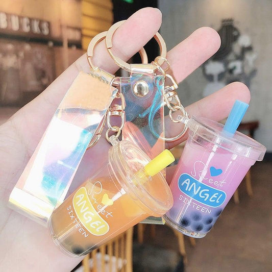 【MEIMEIシリーズ】★キーホルダー★ 4COLOR オレンジORピンクORベージュOR青 タピオカ ミルクティー - ChinChic