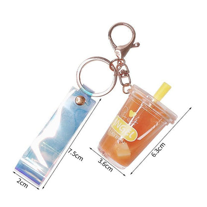 【MEIMEIシリーズ】★キーホルダー★ 4COLOR オレンジORピンクORベージュOR青 タピオカ ミルクティー - ChinChic