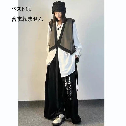【阿文MISTERシリーズ】★セットアップ 単品注文★ 刺繍シャツOR文字柄ズボン かっこいい ホワイト ブラック - ChinChic