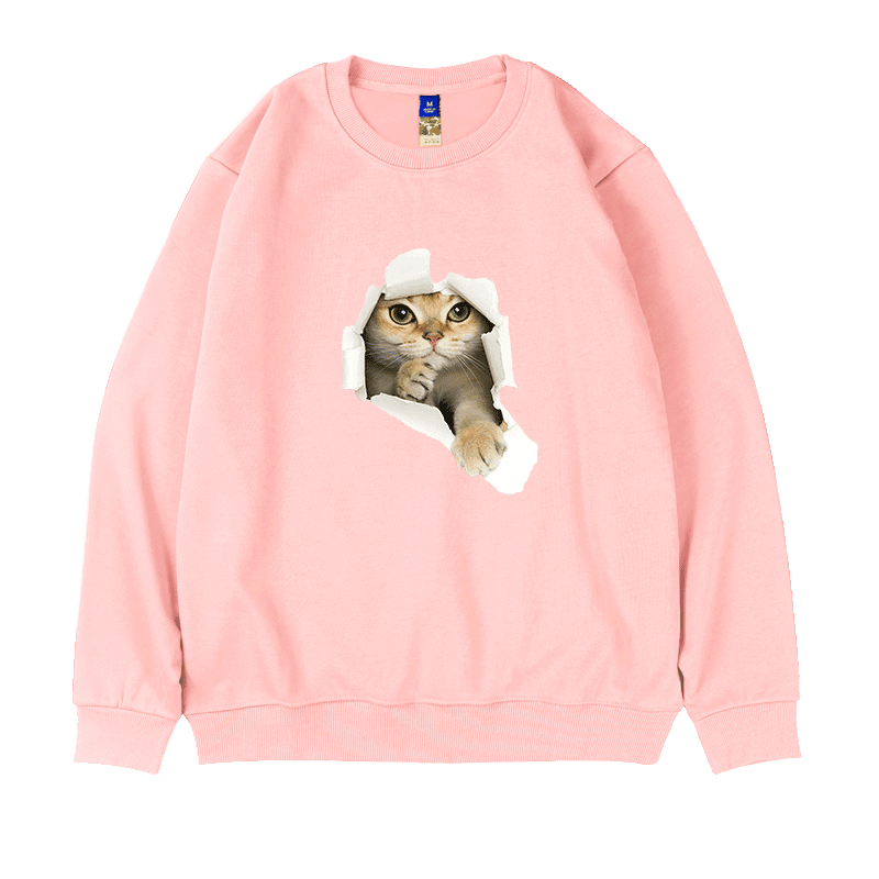 【MOYANシリーズ】★トップス★ 6COLOR スウェット 男女兼用 メンズ 大きいサイズ ネコ 猫 ねこ 可愛い - ChinChic