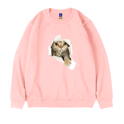 【MOYANシリーズ】★トップス★ 6COLOR スウェット 男女兼用 メンズ 大きいサイズ ネコ 猫 ねこ 可愛い - ChinChic