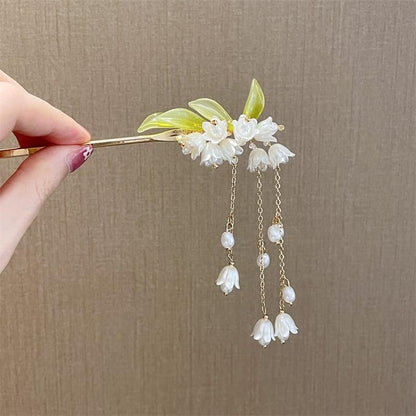 【妙飾佳人シリーズ】★チャイナ風髪飾り 簪★ レディースアクセサリー フリンジ すずらん 花 花火大会 お祭り - ChinChic